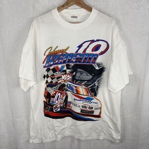 Vintage 2002 NASCAR Johnny Benson Valvoline Racing Double Side White T-Shirt XL